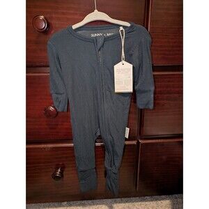 NWT Sunny + Mama ribbed dark navy bamboo zippy size 0-3m